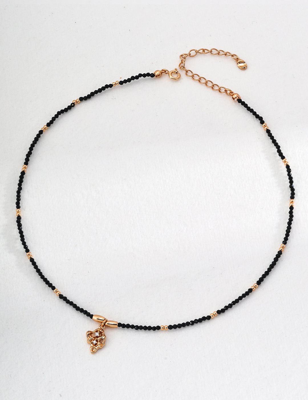 Black Crystal and Gold-Plated Silver Necklace with Cubic Zircon