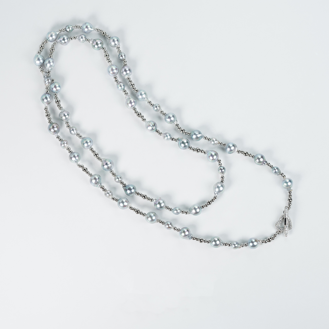 Seawater Queen Akoya True Duoma Color Pearl Necklace