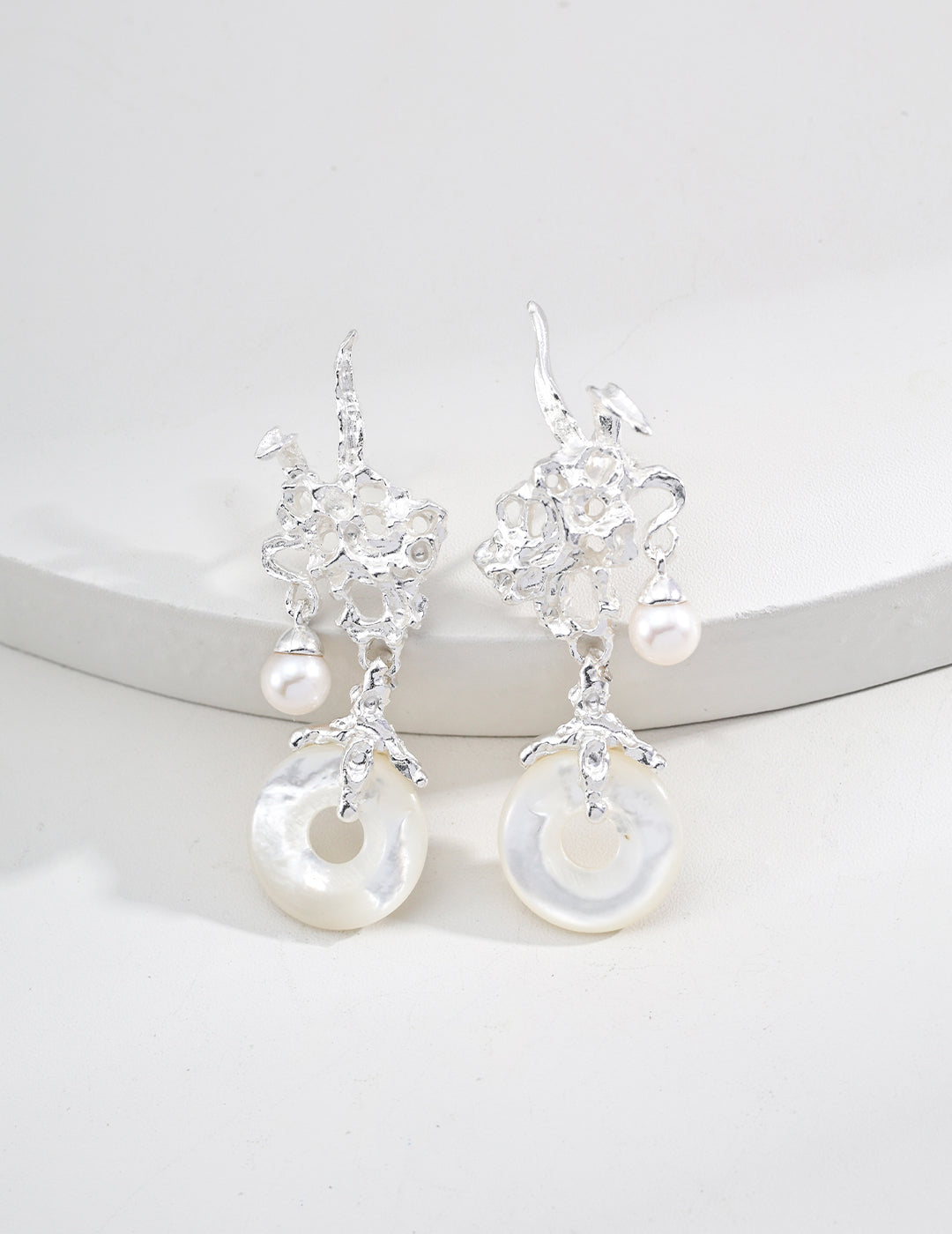 Artistic Elegance Natural Shell Dangle Earrings