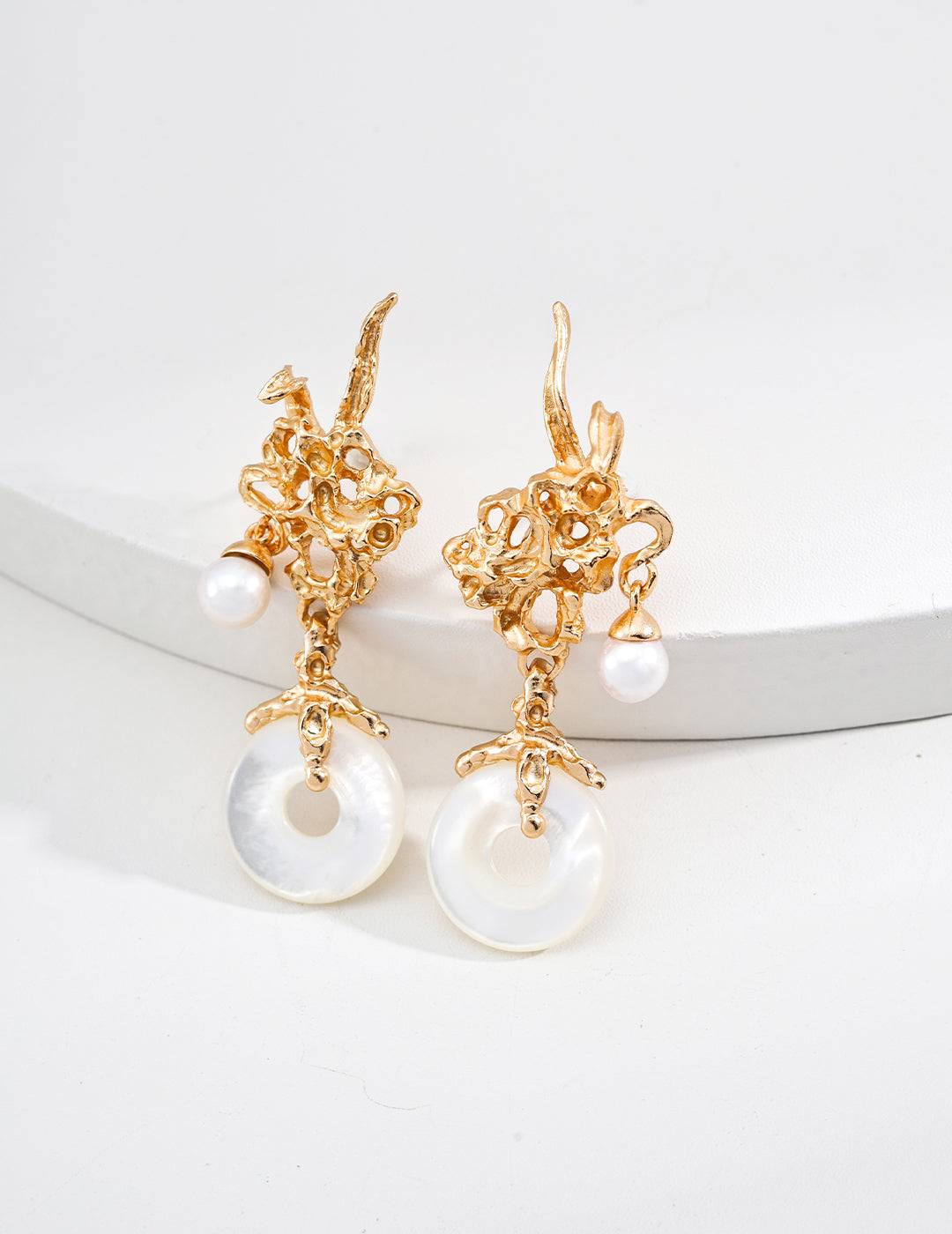 Artistic Elegance Natural Shell Dangle Earrings