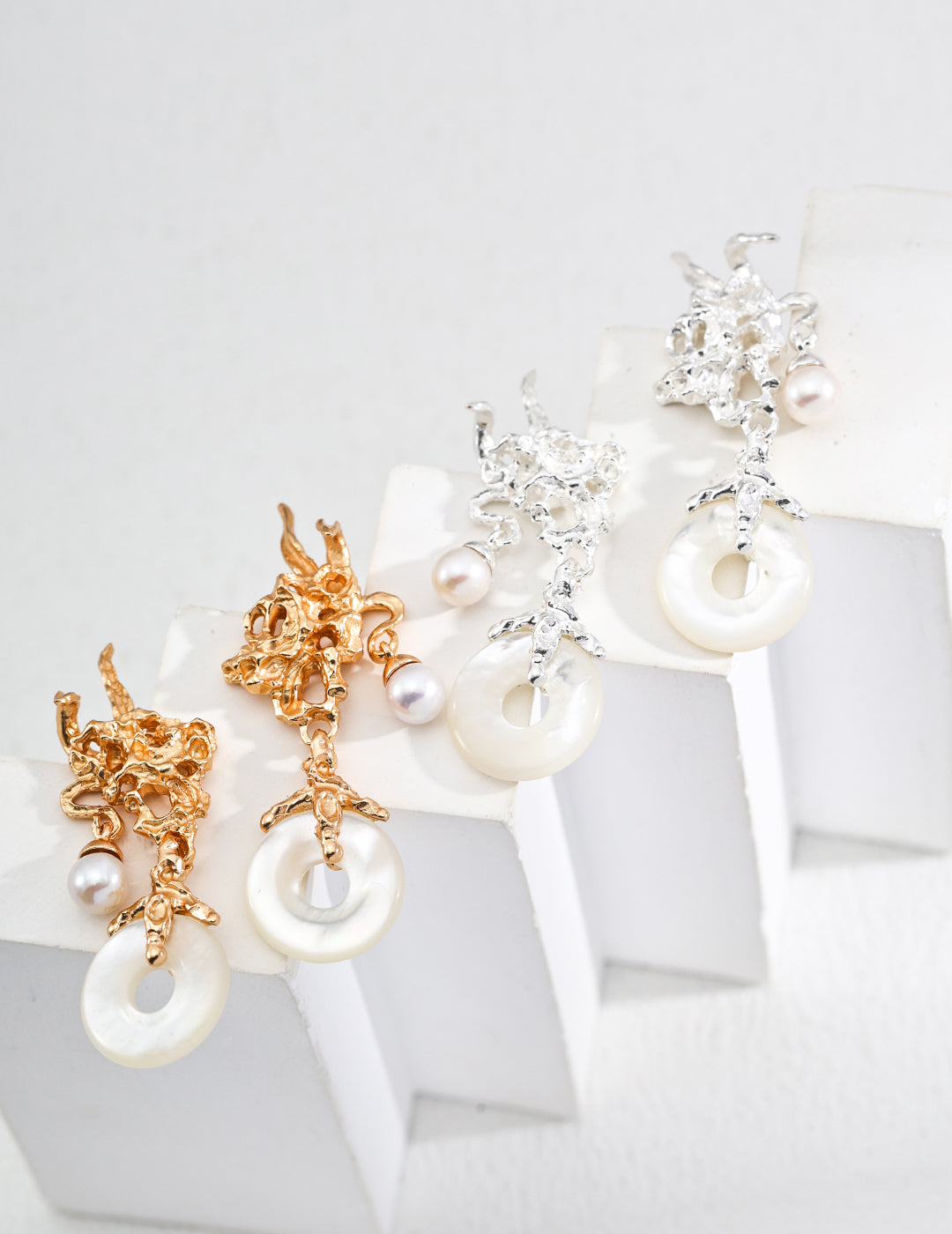Artistic Elegance Natural Shell Dangle Earrings