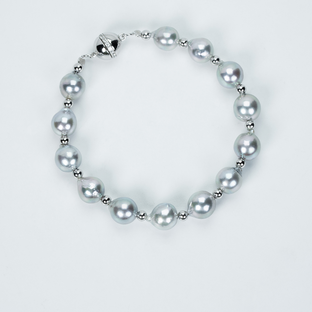 7-8 mm Akoya True Duoma Gray Pearl Bracelet