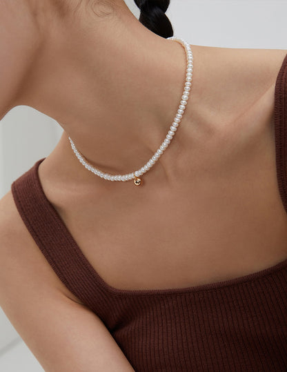 Small Gold Ball Nature Pearl Chocker Necklace