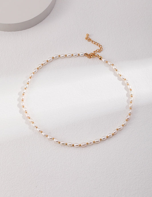 Sterling Silver  Pearl Choker Necklace