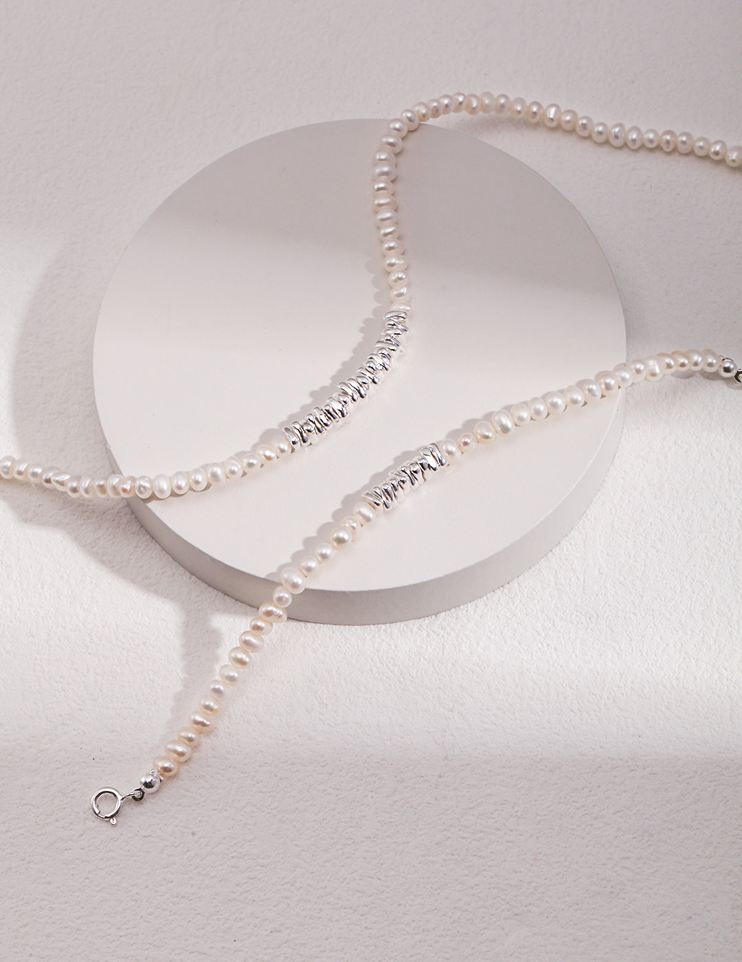 Hot Classic Broken Silver Pearl Necklace