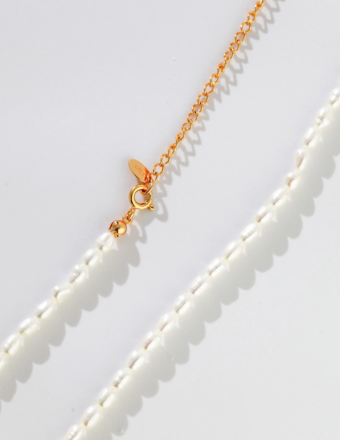 Minimalist Sterling Silver Natural Rice Pearl Necklace