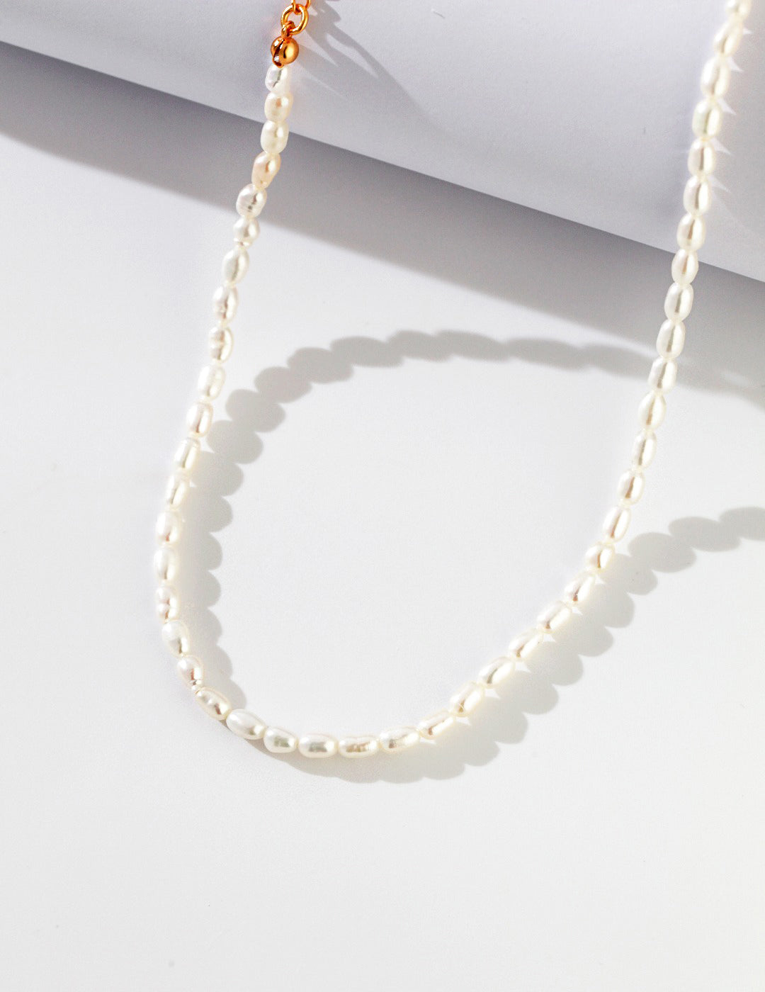 Minimalist Sterling Silver Natural Rice Pearl Necklace