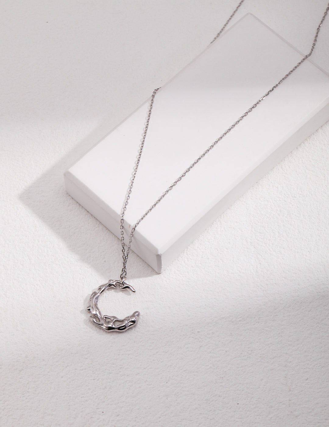 Simple Sterling Silver  Moon Pendant Necklace