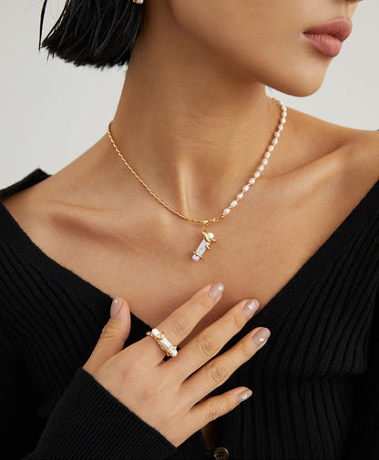 Half Pearl, Half Chain Necklace – Elevate Your Look with a Bold Statement