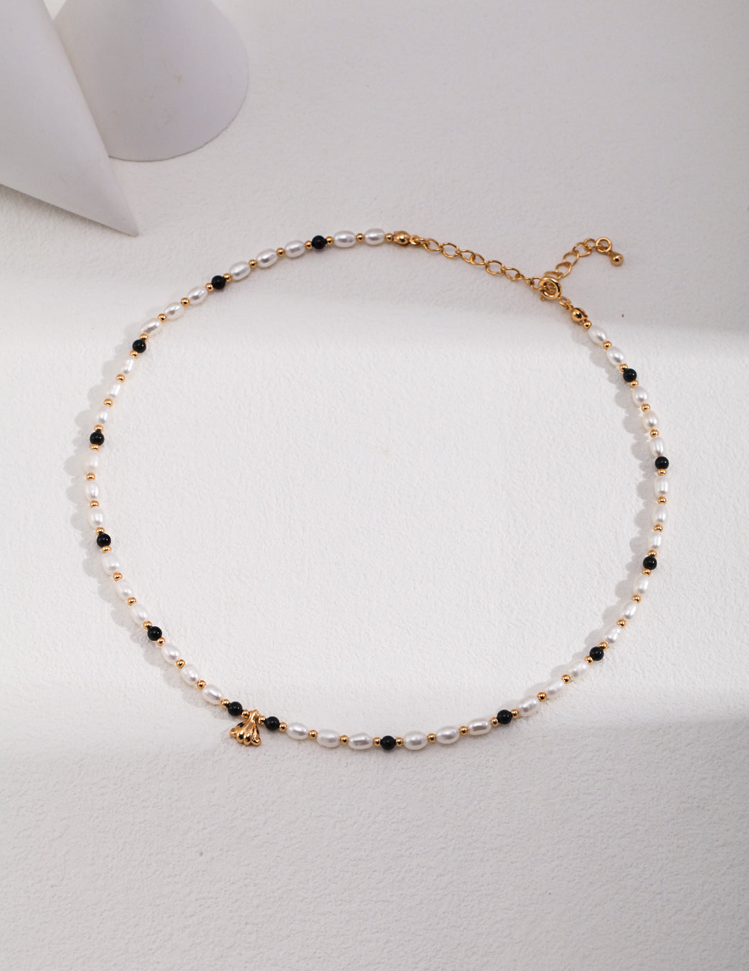 Sterling Silver Black Agate Pearl Necklace