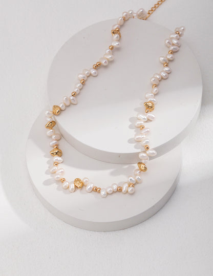 Wedding Jewelery-Sterling Silver Natural Petal Pearl Necklace