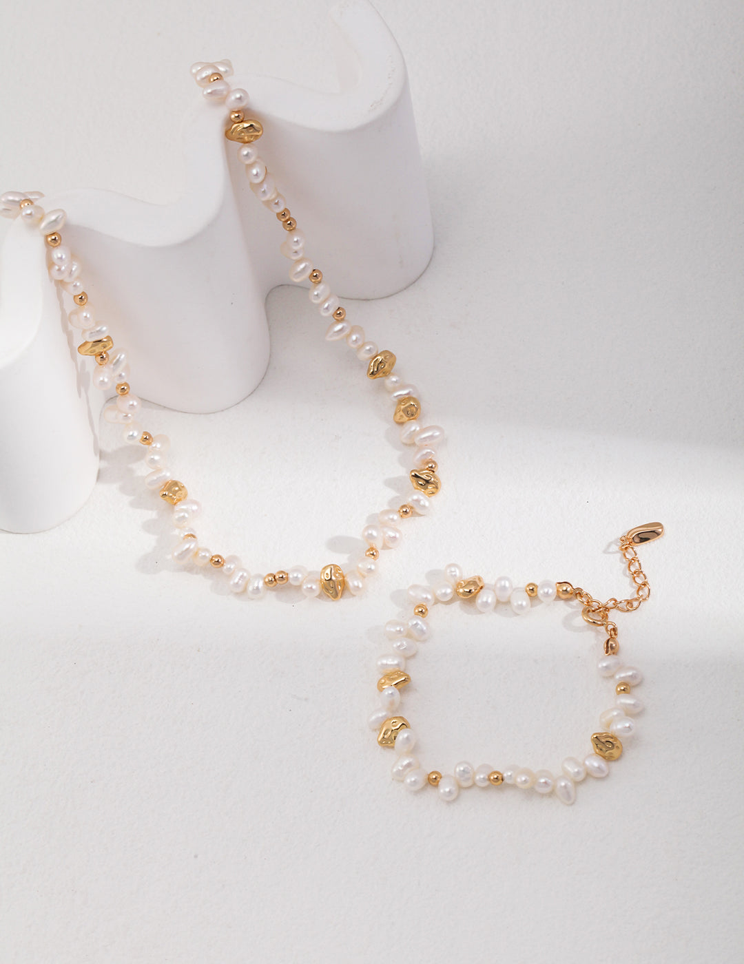 Wedding Jewelery-Sterling Silver Natural Petal Pearl Necklace