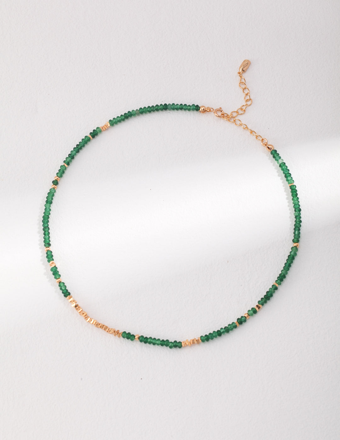 Emerald Gemstone Beaded Necklace with Gilded Silver Accents