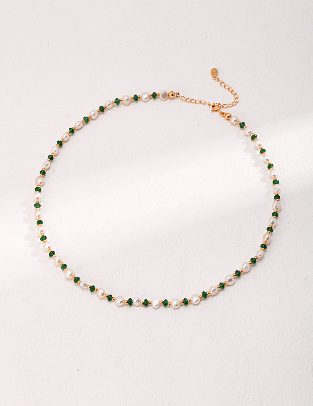 Sterling Silver Nature  Pearl and Emerald Necklace