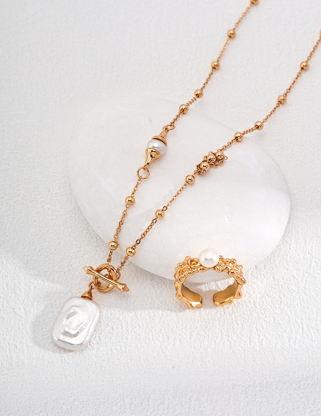 Sterling Silver Necklace with Long Baroque Pearl Pendant