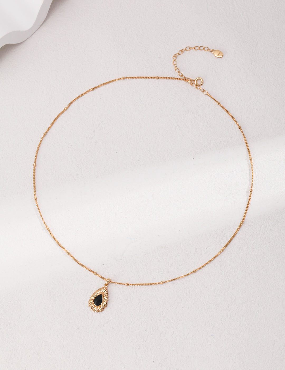 Silver Drop Necklace With Black Zircon French Style|Gold Color