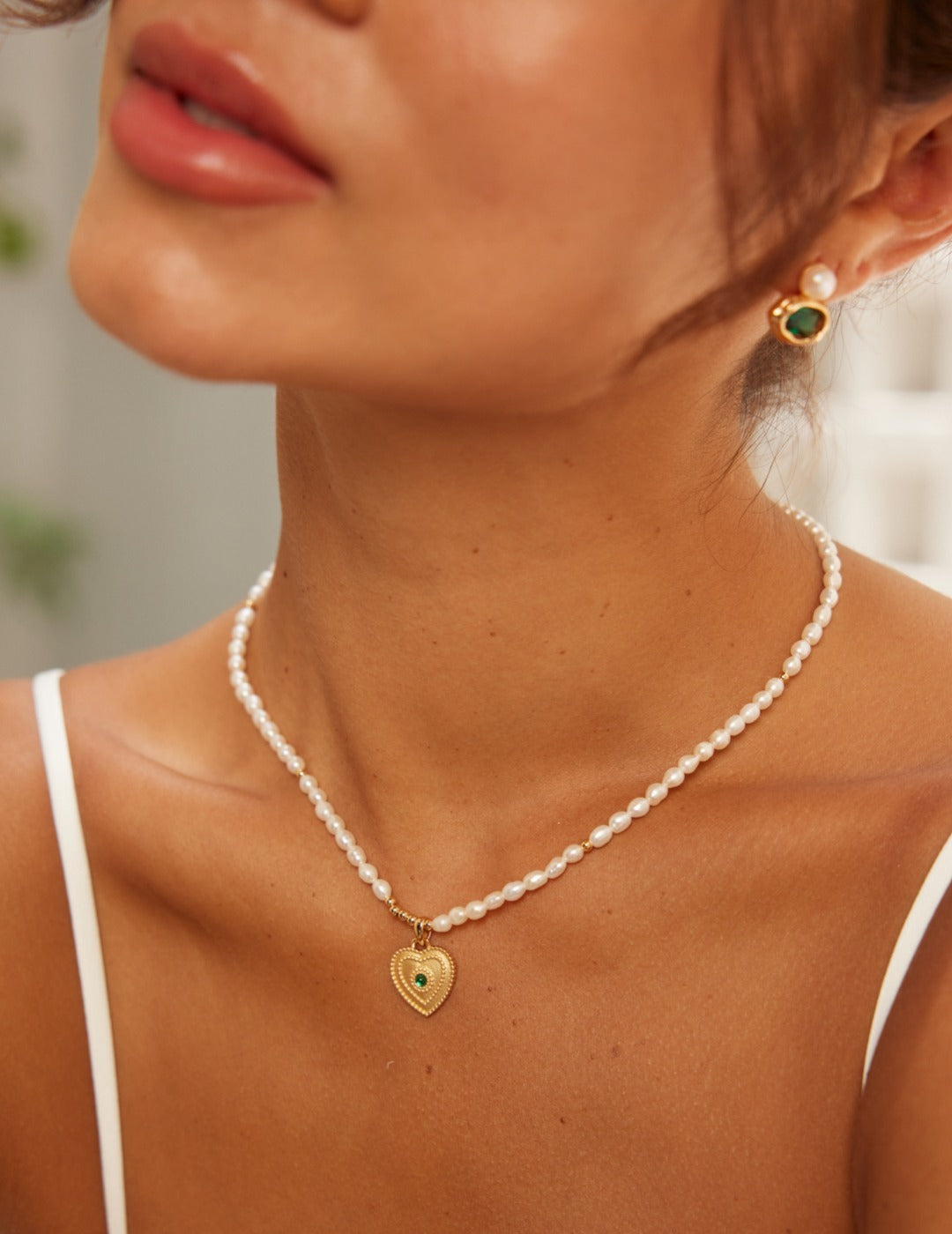 Natural Pearl Heart Pendant Necklace