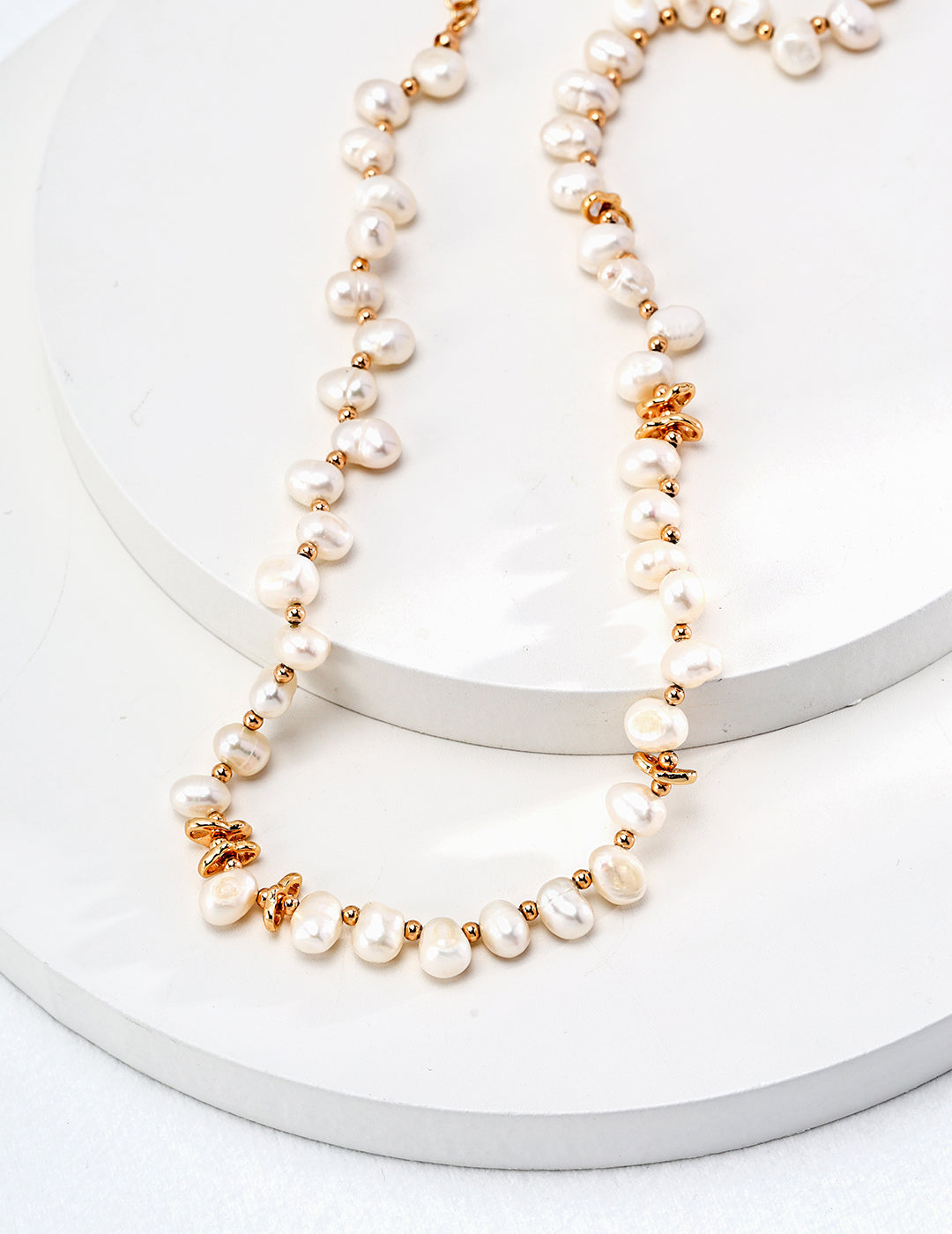 Wedding Jewelery-Sterling Silver Natural Baroque Pearl Necklace