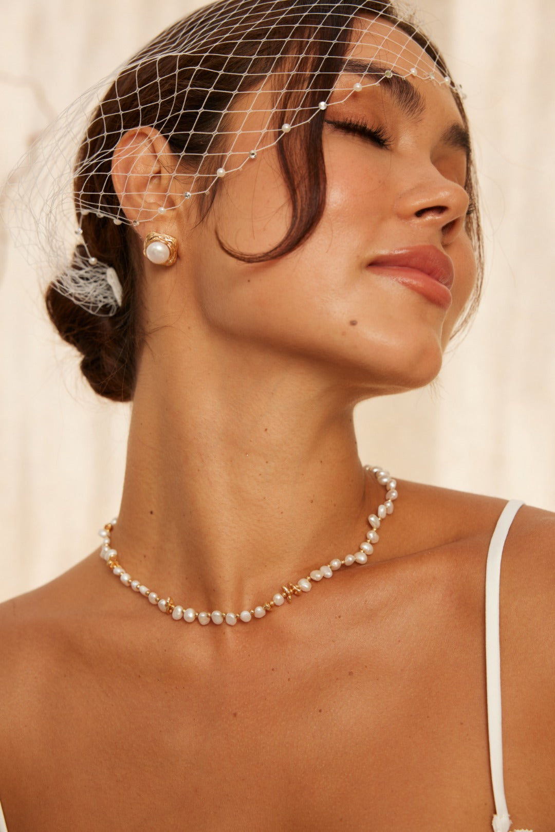 Wedding Jewelery-Sterling Silver Natural Baroque Pearl Necklace