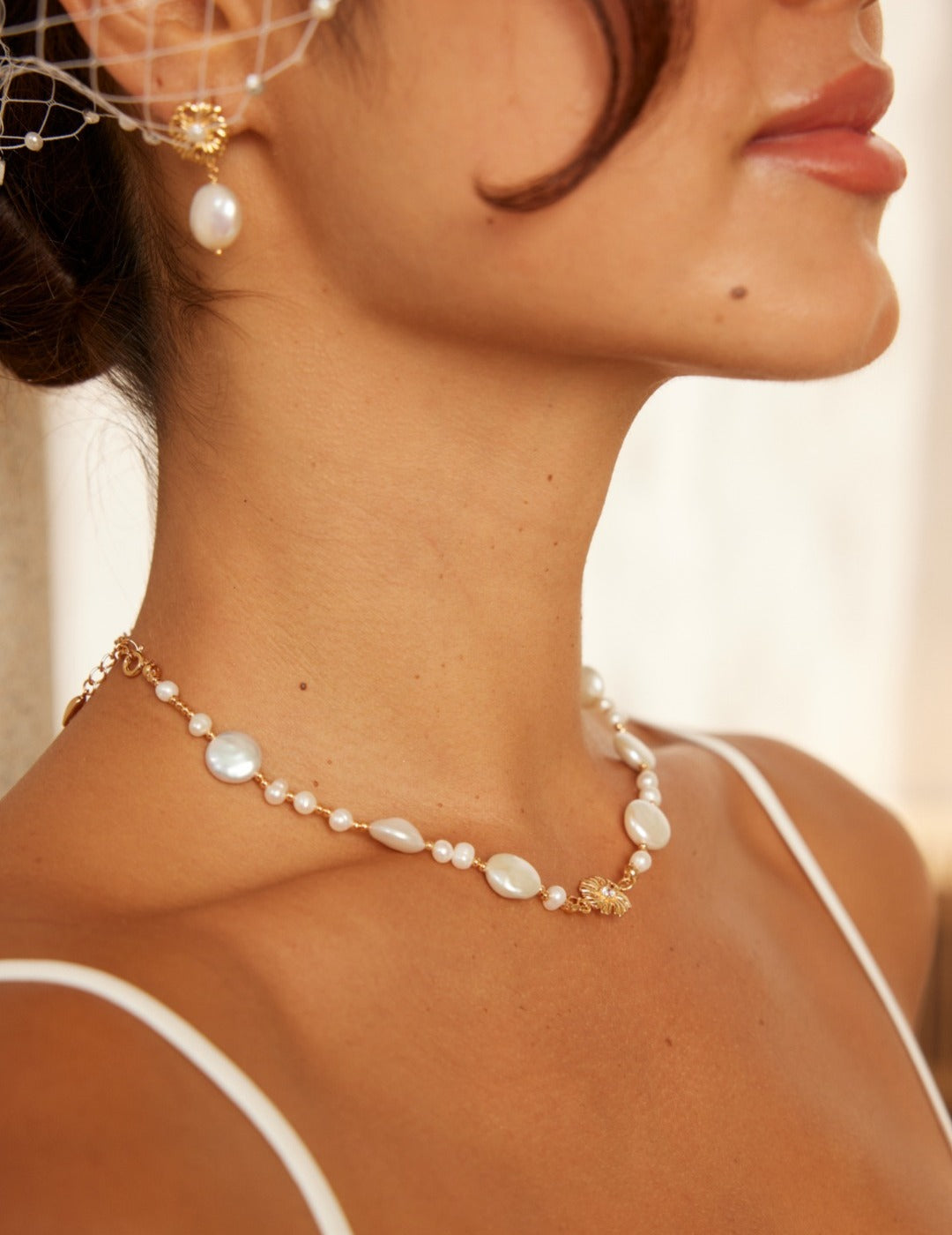 Wedding Jewellery-New Flowery Series Sterling Silver Pearl Necklace