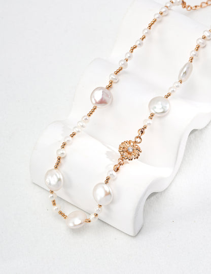 Wedding Jewellery-New Flowery Series Sterling Silver Pearl Necklace