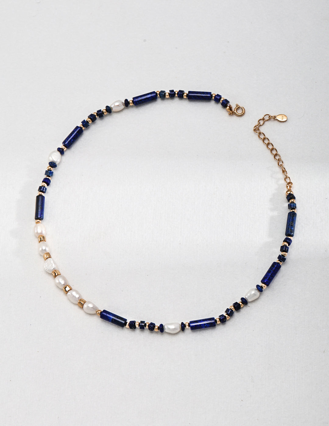 Neutral Style Sterling Silver Lapis Lazuli Pearl Necklace