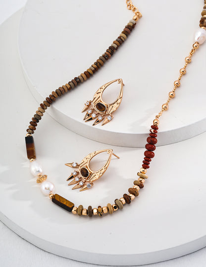 Nature Pearl and Stone Necklace