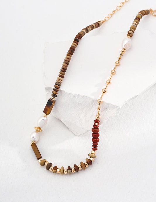 Nature Pearl and Stone Necklace