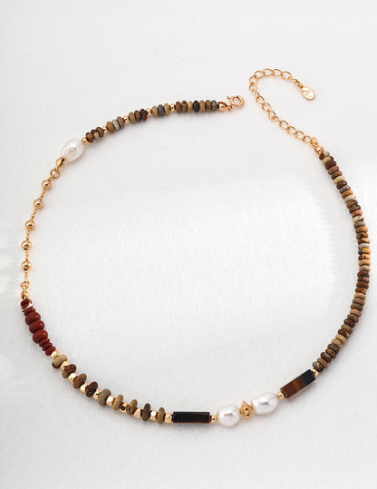 Nature Pearl and Stone Necklace