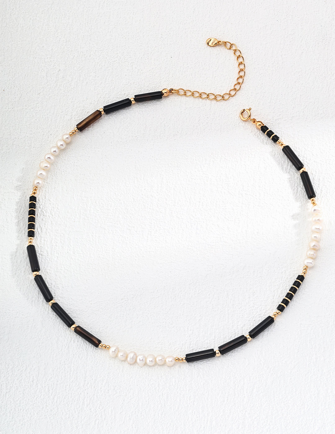 Elegant Black Agate  Pearl Necklace