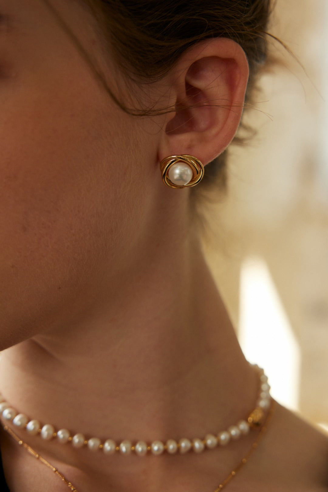 Elegant Twisted Silver Flower Earrings with Pearl Center