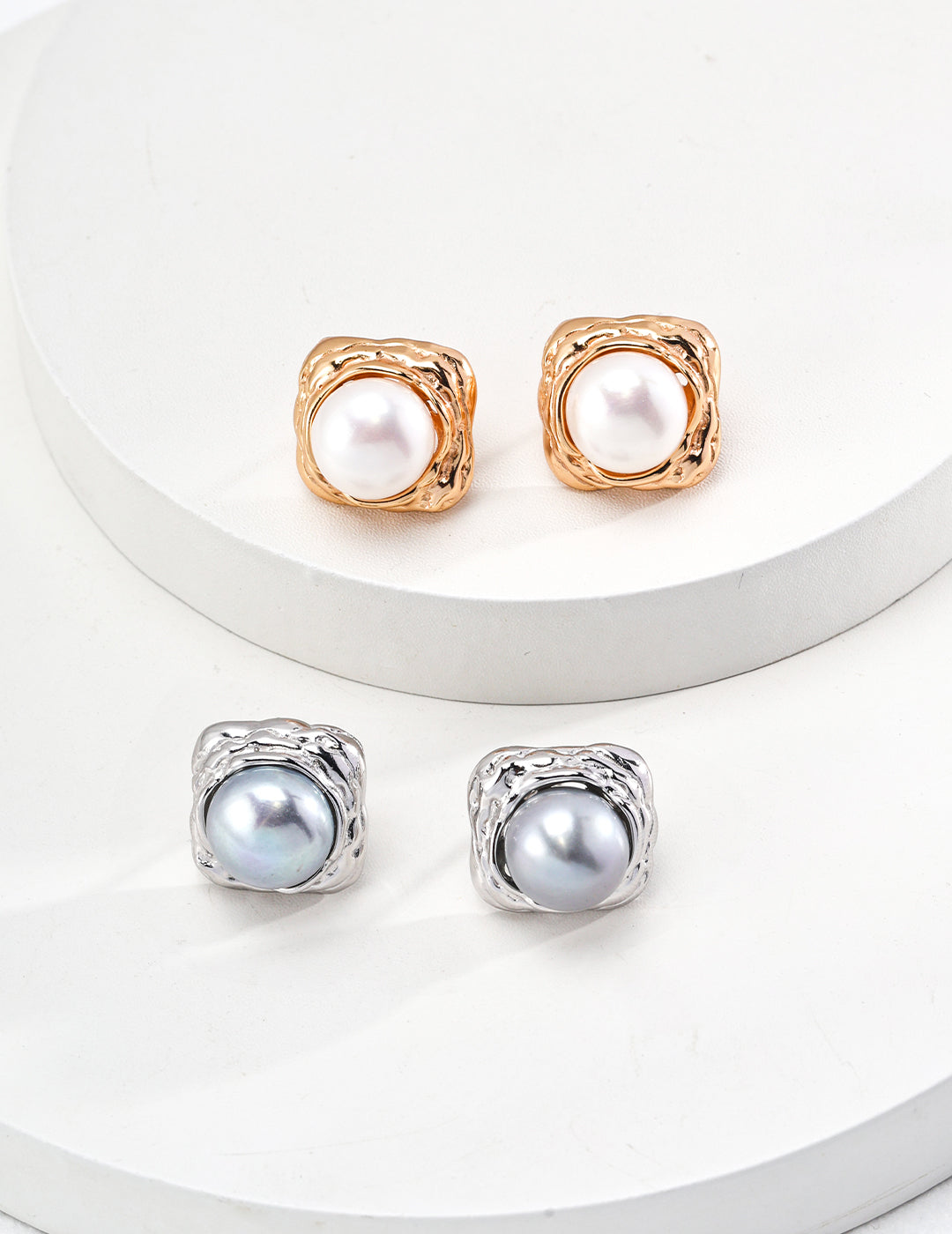 Luxury Freshwater Pearl Earrings with Unique Textured Design