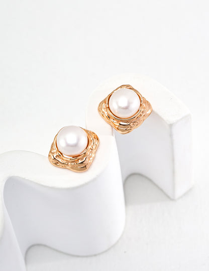 Luxury Freshwater Pearl Earrings with Unique Textured Design