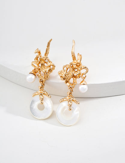 Artistic Elegance Natural Shell Dangle Earrings