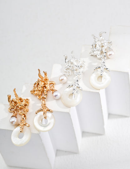 Artistic Elegance Natural Shell Dangle Earrings