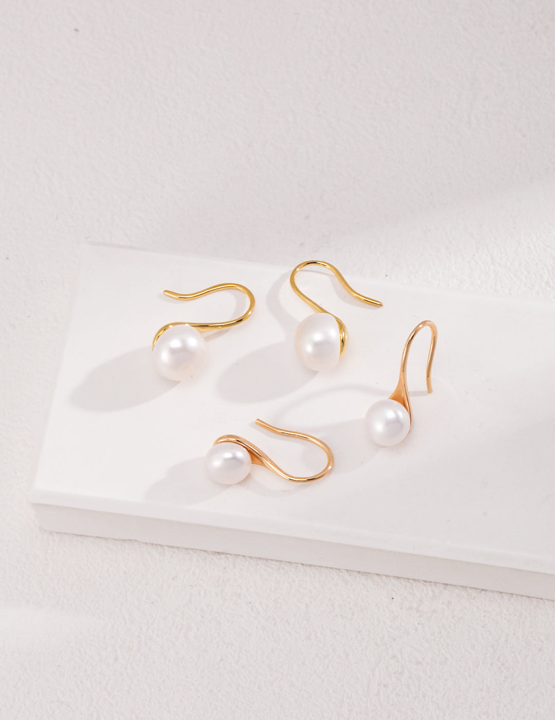 Minimalist Nature Pearl Dangle Earrings in Sterling Silver