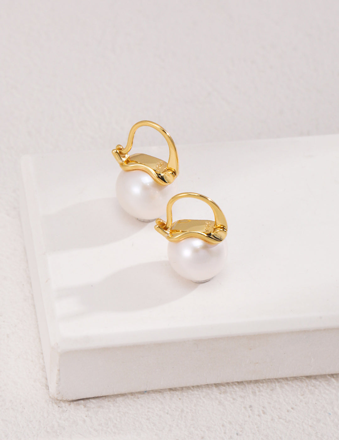 11.4mm Round Pearl Earrings with Gold Hook