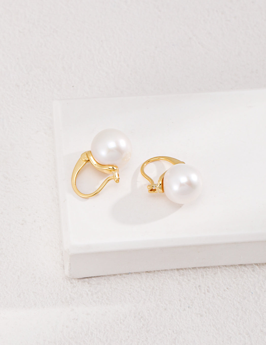 11.4mm Round Pearl Earrings with Gold Hook