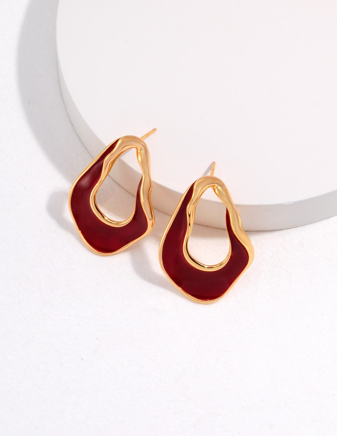 French Red Enamel Drop Earrings