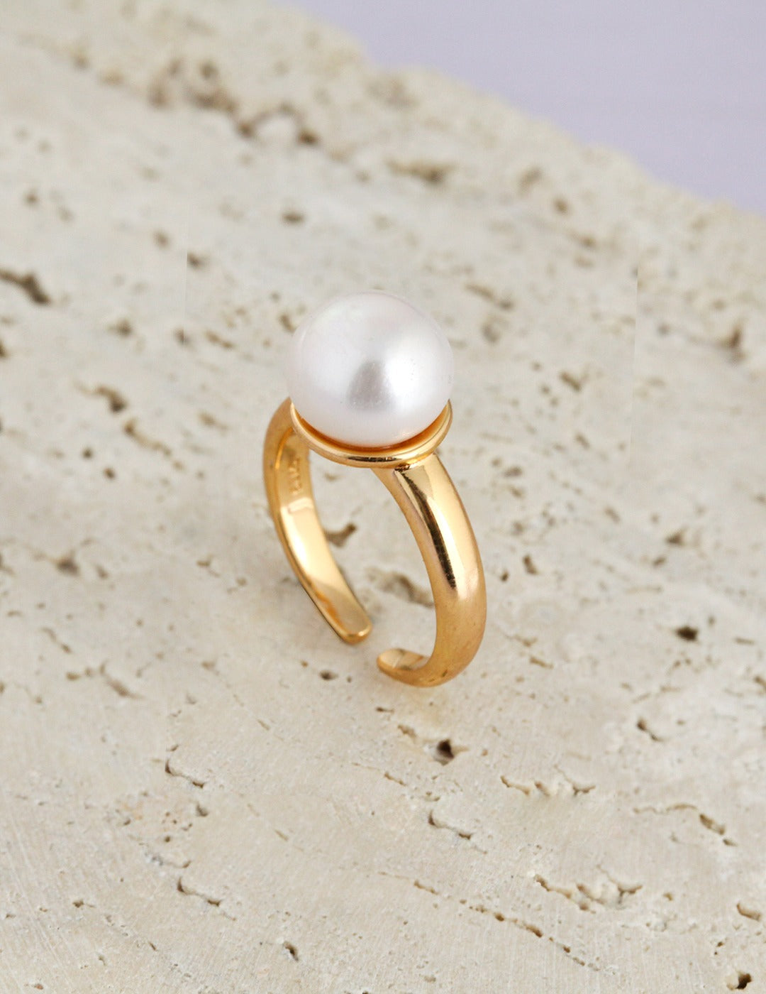 Minimalist Sterling Silver Open Pearl Ring