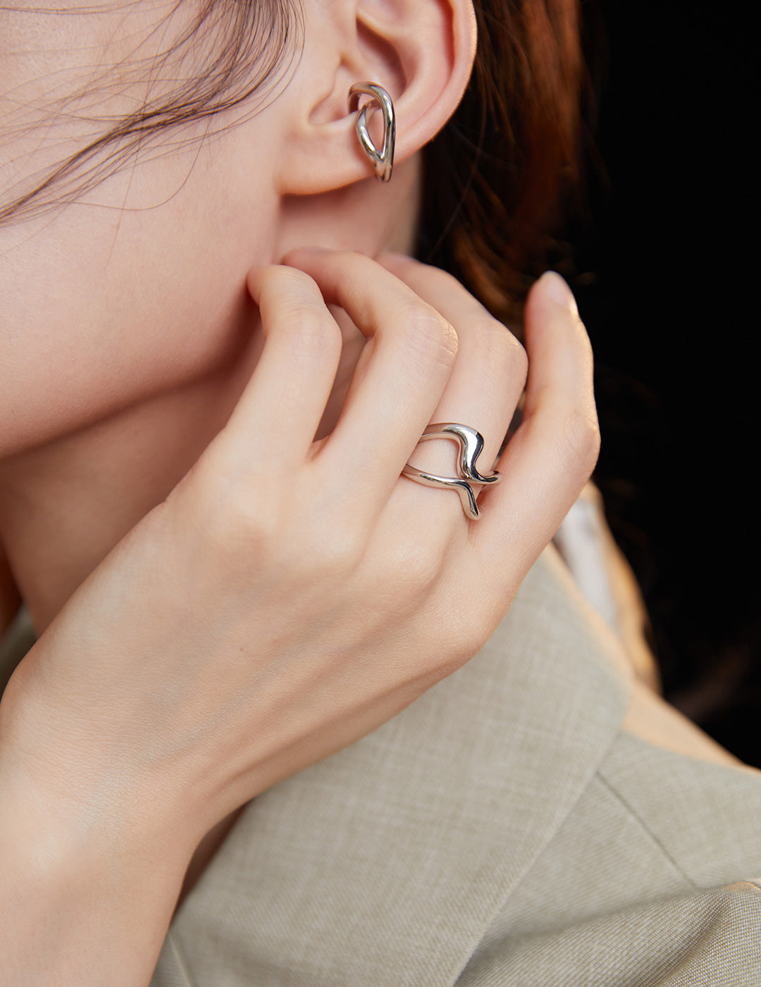 Stunning Sterling  Silver Geometric Ring