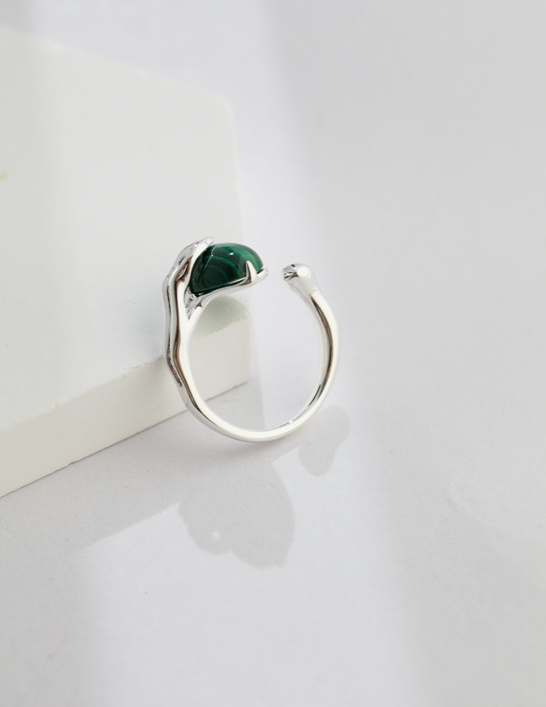 Sterling  Silver Natural Malachite Ring