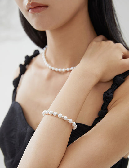 Sterling Silver Nature Pearl Bracelet