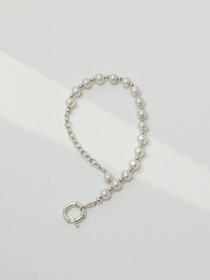 Sterling Silver Nature Pearl Bracelet