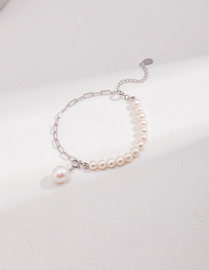 Sterling Silver Irregular Baroque Pearl Bracelet