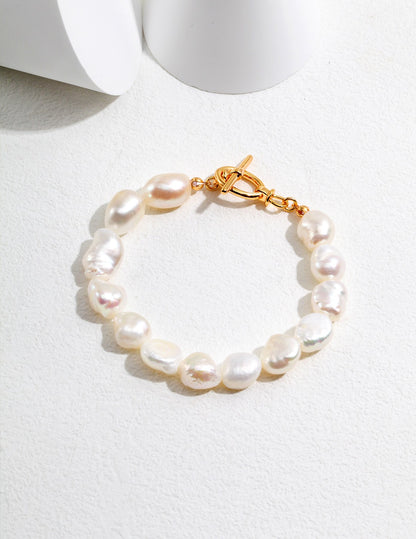 Irregular Baroque Pearl Bracelet with OT Clasp