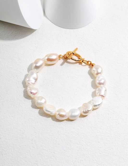 Irregular Baroque Pearl Bracelet with OT Clasp