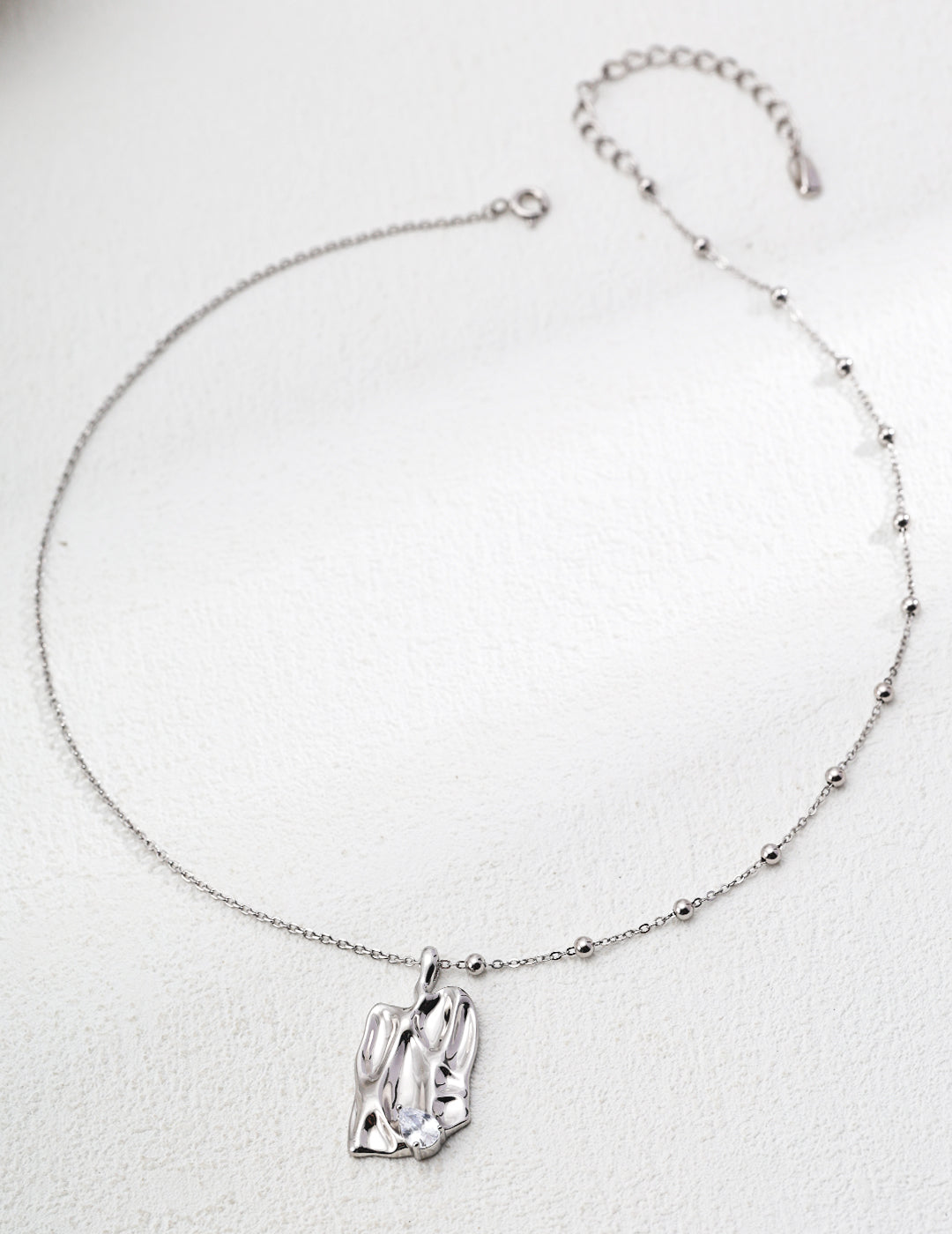 Textured Silver Necklace with Sculpted Bark Design – Nature’s Raw Beauty