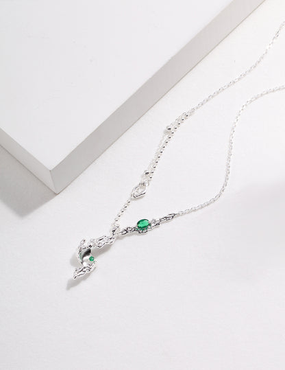 Sterling Silver Leaf Green Zircon Necklace