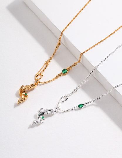 Sterling Silver Leaf Green Zircon Necklace